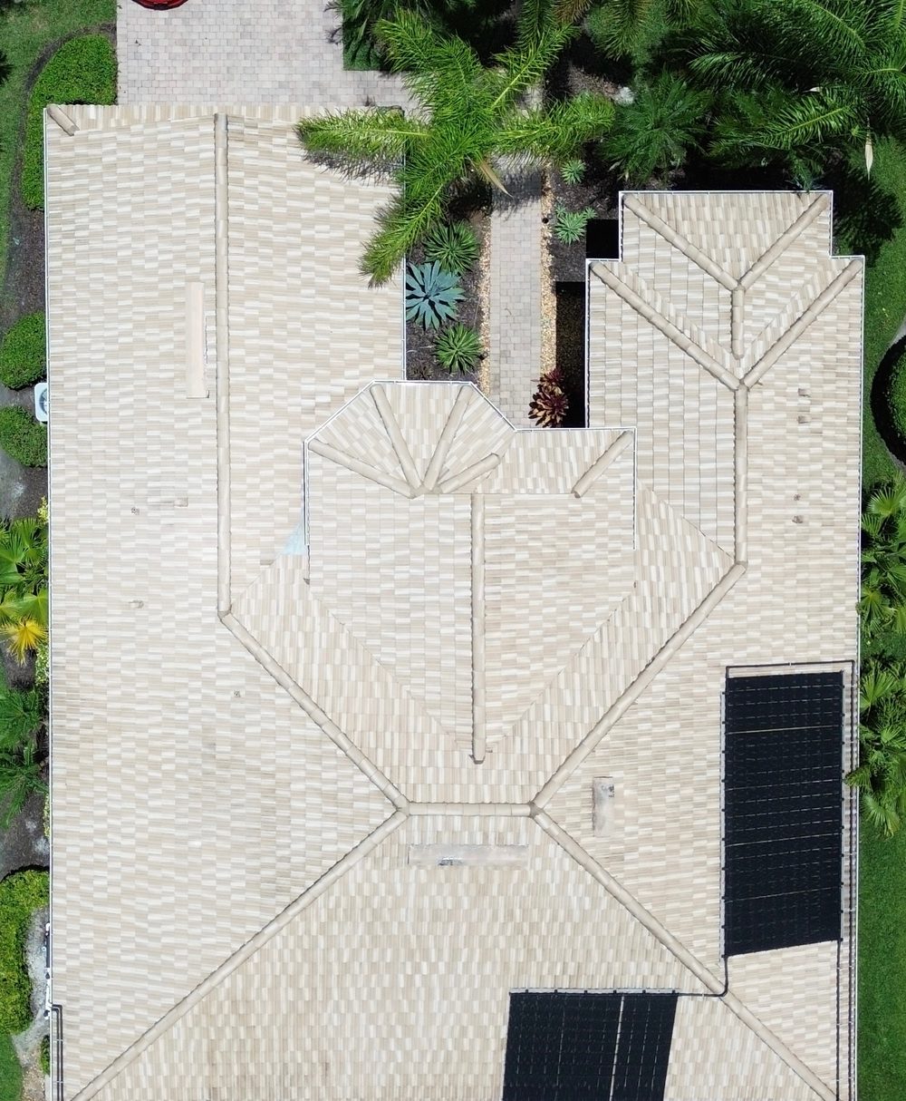 Same second roof after soft wash cleaning, restored to its original color