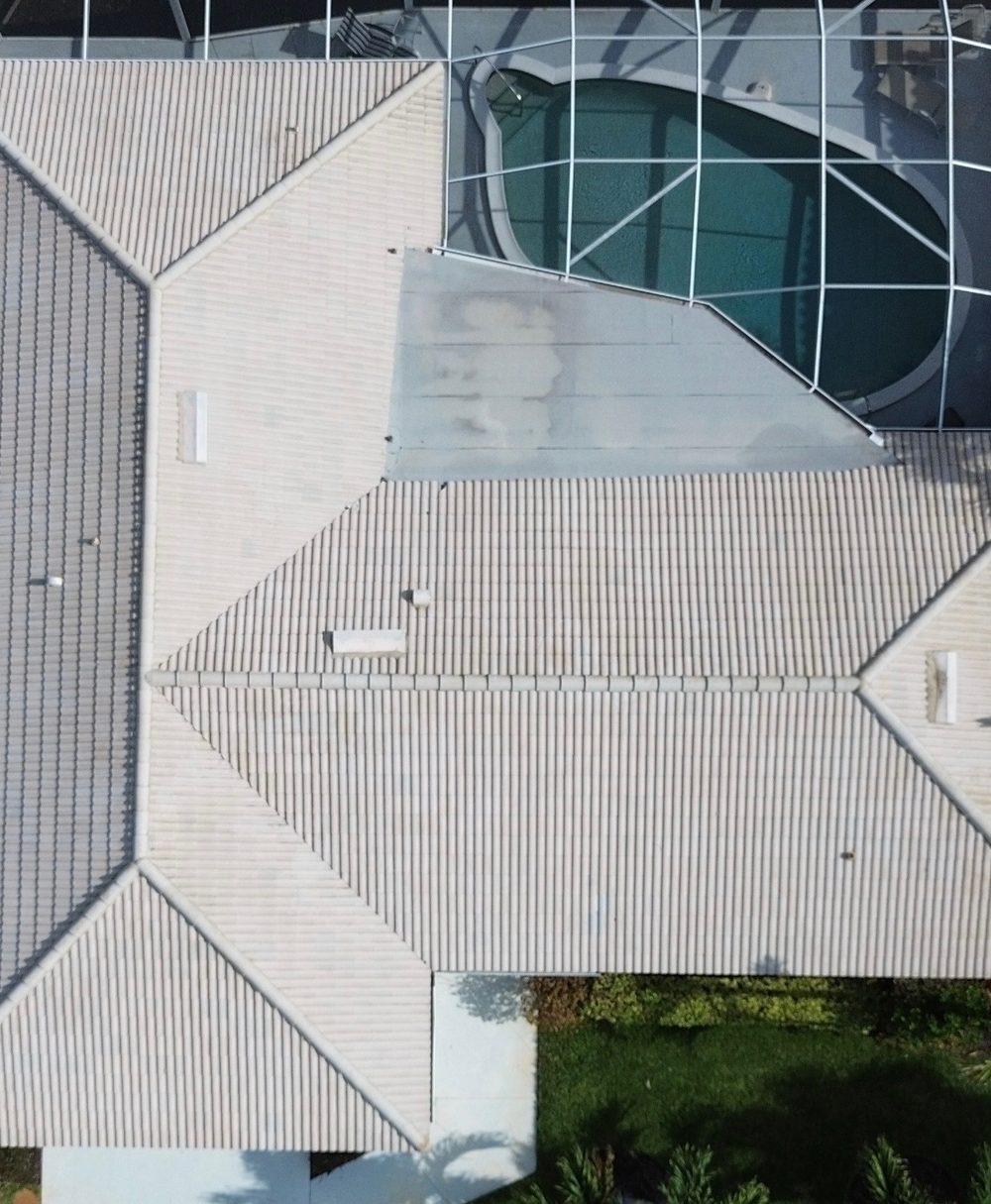 Same roof after soft wash cleaning, restored to its original color